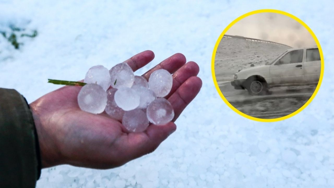 Una fuerte granizada cubrió de blanco la carretera México - Pachuca, impactando a los conductores con su belleza y caos.